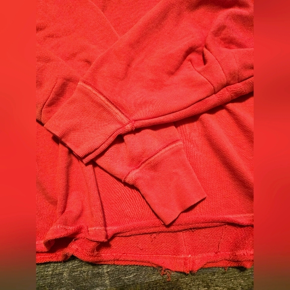 NWT Free People Venice V-Neck Sweatshirt Red Coral - Picture 8 of 9